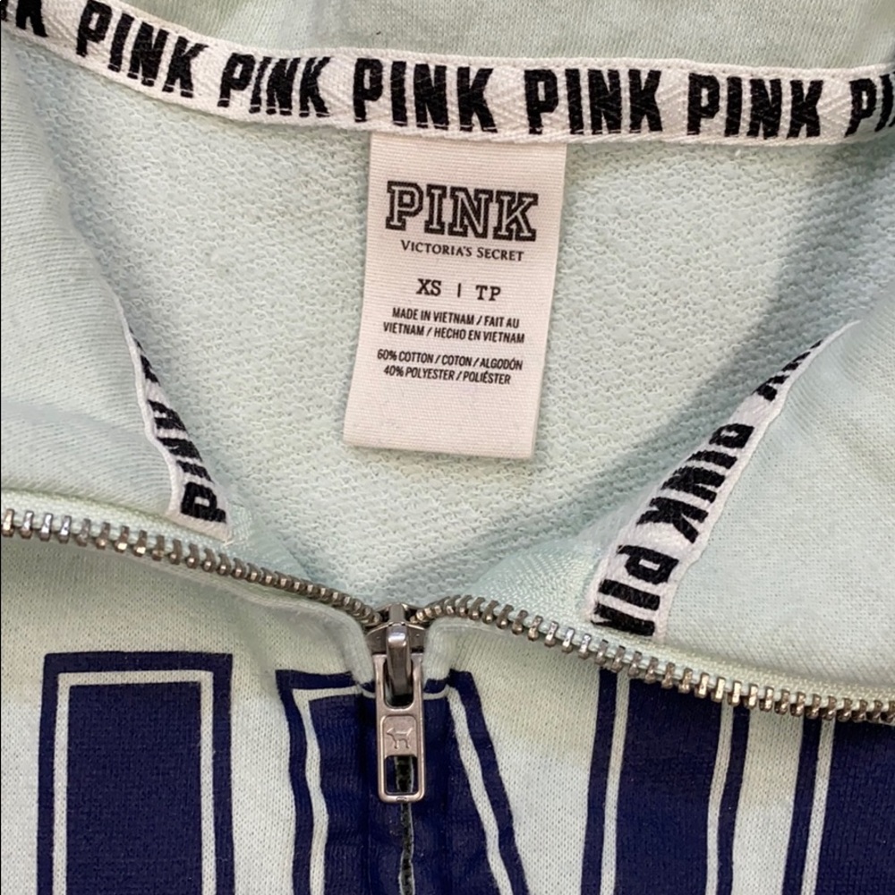 Mint Collared Pink Quarter Zip Sweatshirt - Picture 3 of 4